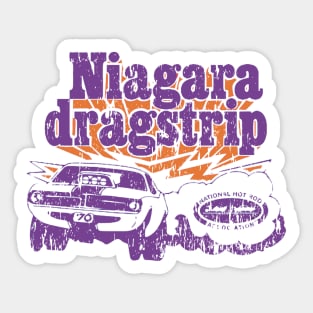 Vintage Niagara Dragstrip - Distressed burnout look - Purple print Sticker